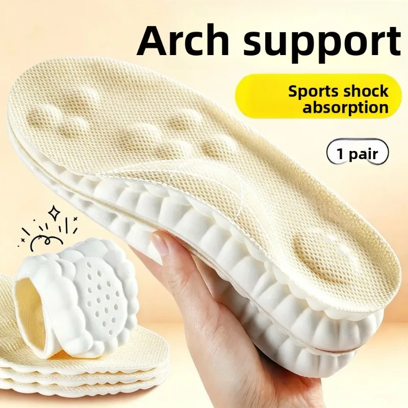 Sports Shock Absorbing Insoles Not Tired Long Time Standing Men Women Arch Support Super Soft Anti Pain Breathable Cushion