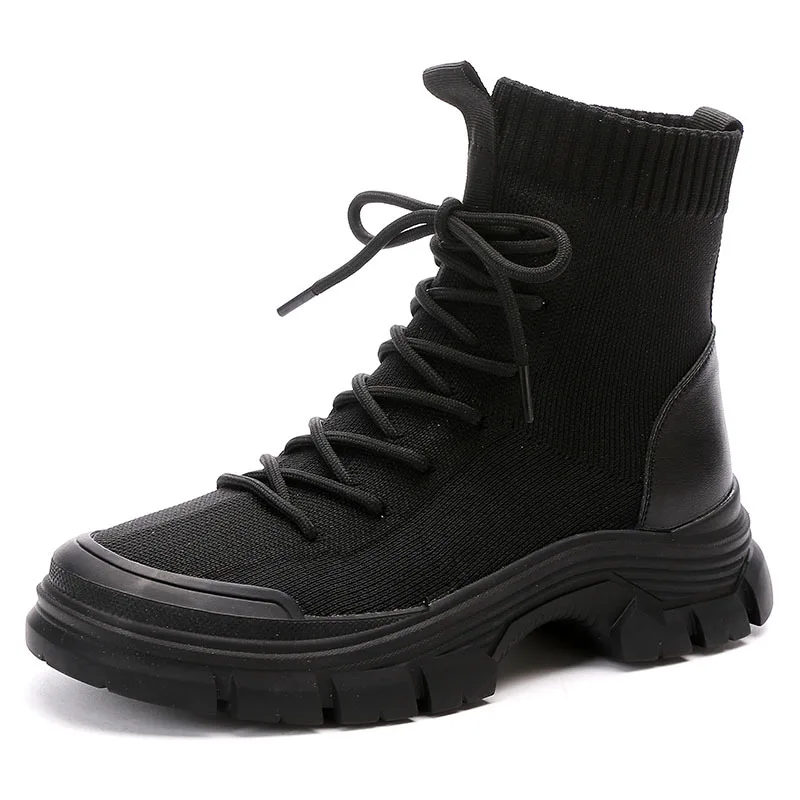 รองเท้าเดินป่าสตรี,สไตล์อังกฤษแฟชั่นสบายๆกีฬารองเท้าBreathable Flyทอถุงเท้ารองเท้า,รองเท้าสตรีCamping 2025