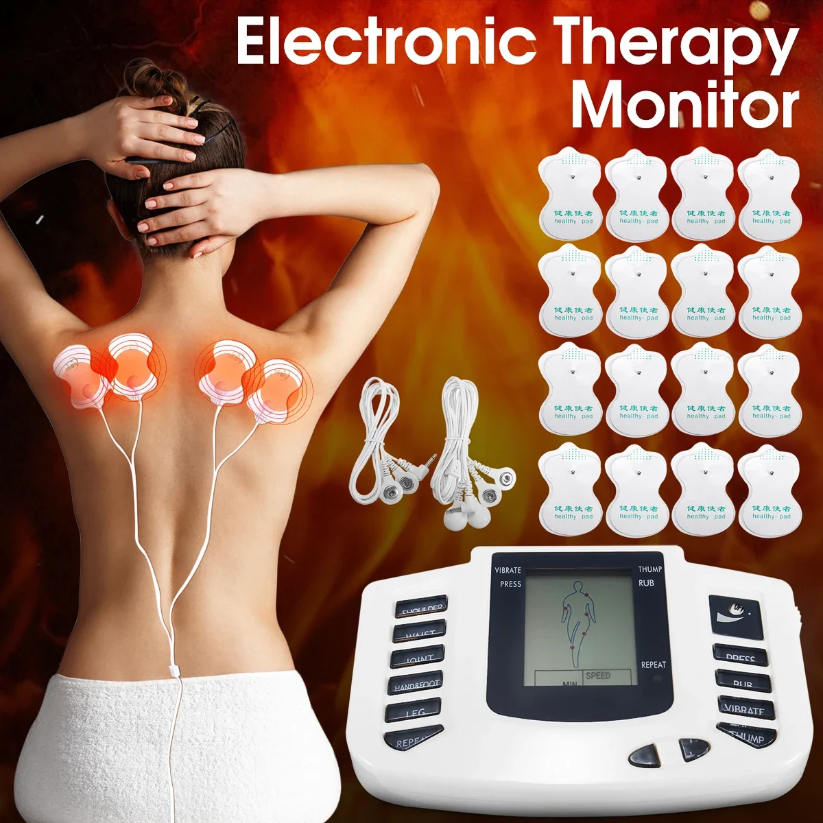 

Electric Muscle Stimulator EMS Acupuncture Therapy Pulse Massager Tens Machine Full Body Massage Tool 16 Pads Slimming Massager