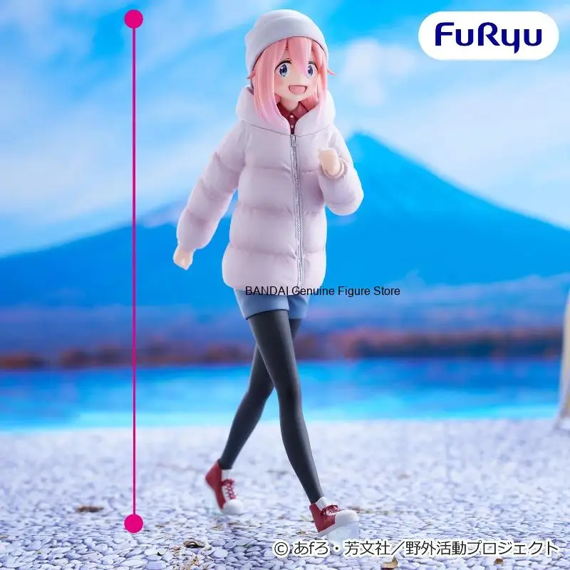 Original FuRyu Laid-Back Camp Rin Shima Nadeshiko Kagamihara Trio-Try-iT Figure PVC Anime Character Model Collection Toys Gifts