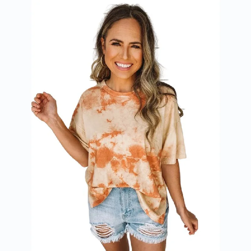 2025 Casual Fashion Trend Spring Summer Mixed Dye Short Sleeve T-Shirt 518