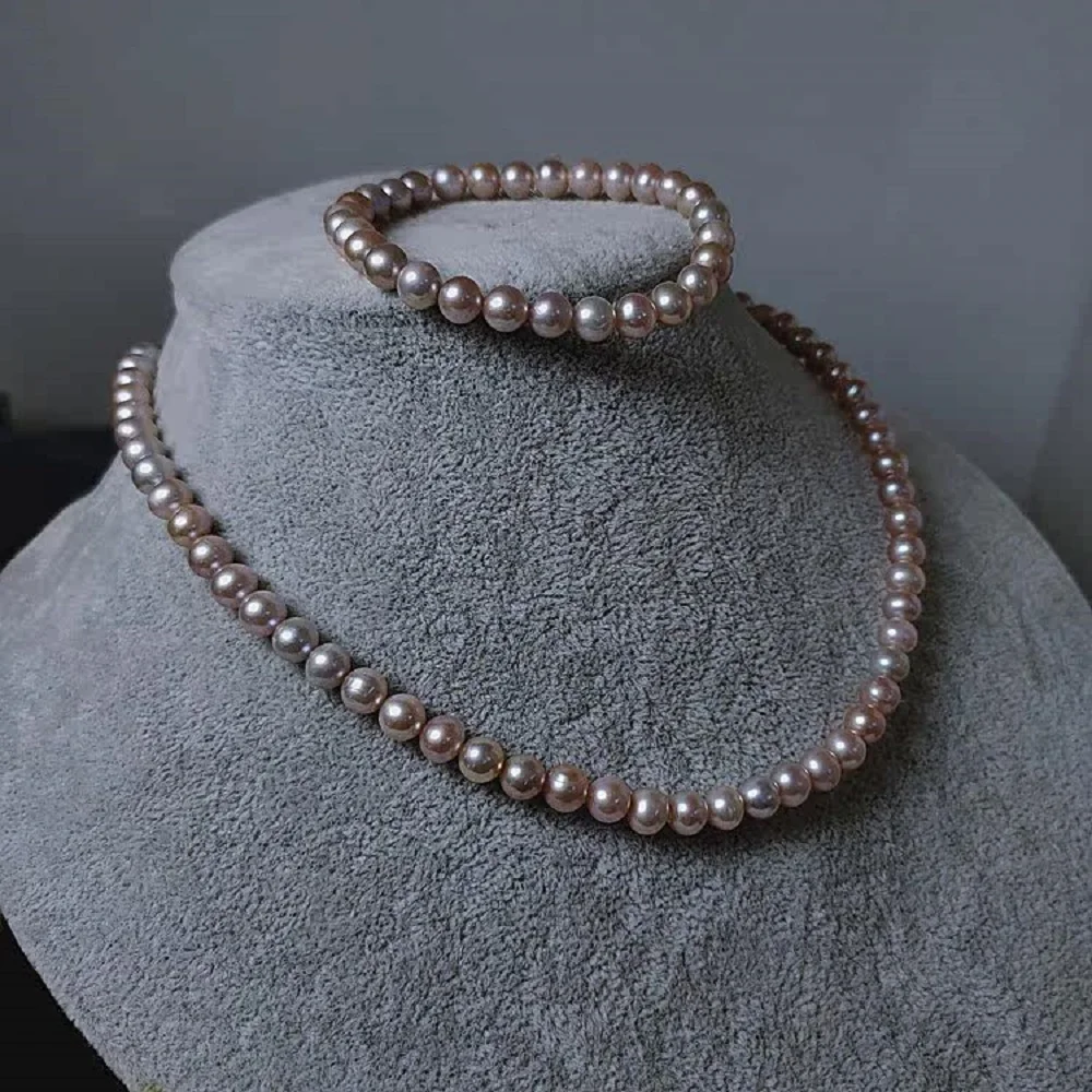 

Fashion necklace AAA6-7mm natural South Sea pearl necklace 45cm/925s button+closed bracelet 18cm/supports customized sizes