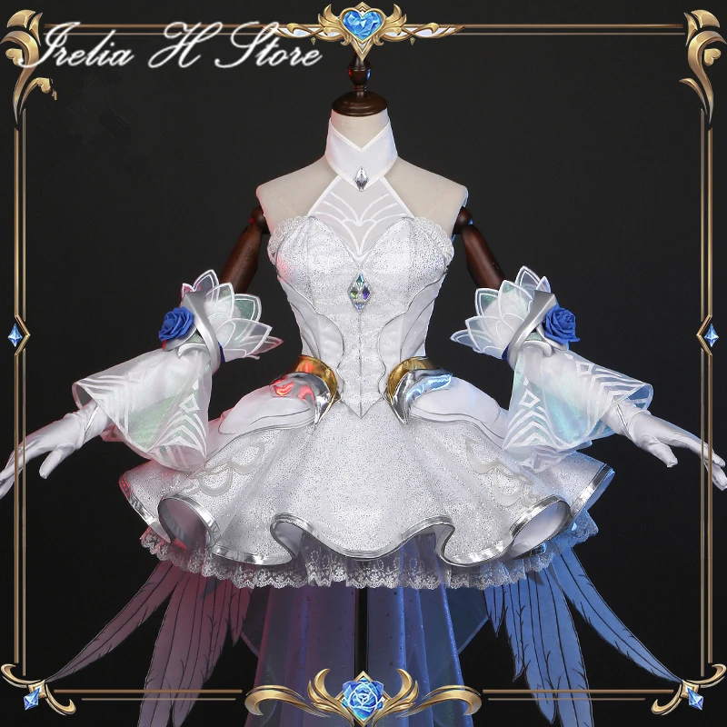 Irelia H Store crystal rose lux LOL Lux Cosplay Costume White Dress Female lux Crystal Rose Limited edition