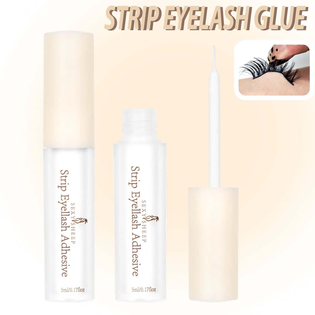 Streifen-Kleber für falsche Wimpern, 5 ml, weißer Kleber, starker Halt, schnell trocknend, für den Wimperngebrauch