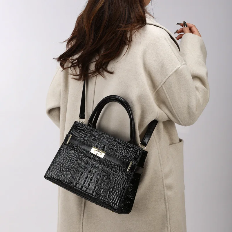 2026 Women Handbag PU Leather Crocodile Pattern Gradient  Top Handle Shoulder Crossbody Bag Fashion Luxury Tote For Daily Party