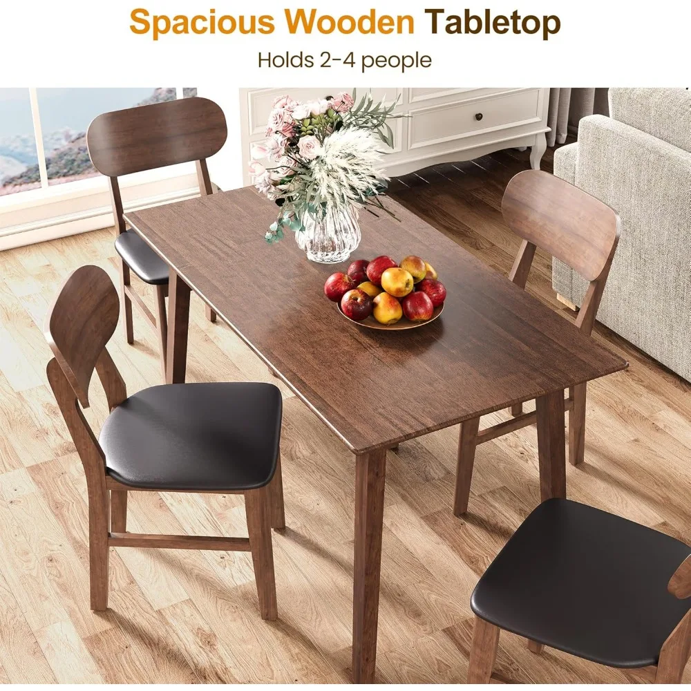 44.3 Dining Table for 2-4 People, Farmhouse Solid Wood Kitchen Table, 300LBS Capacity, Small Modern Rectangular Table