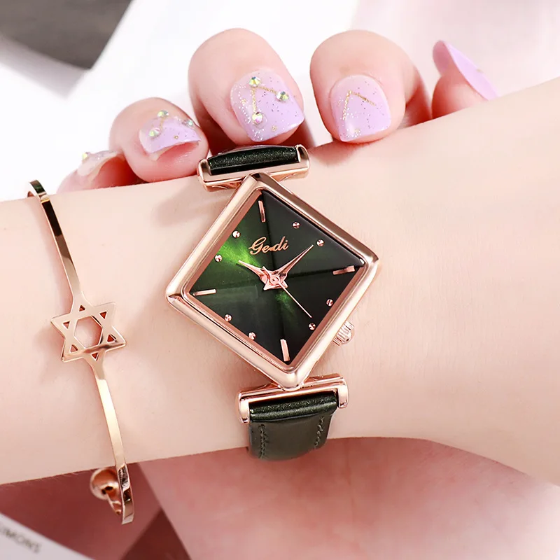 GEDI Ladies' Watch Rhombus Dial Women's Wristwatch Casual Fashion Style Fashion Calendar Quartz Watch