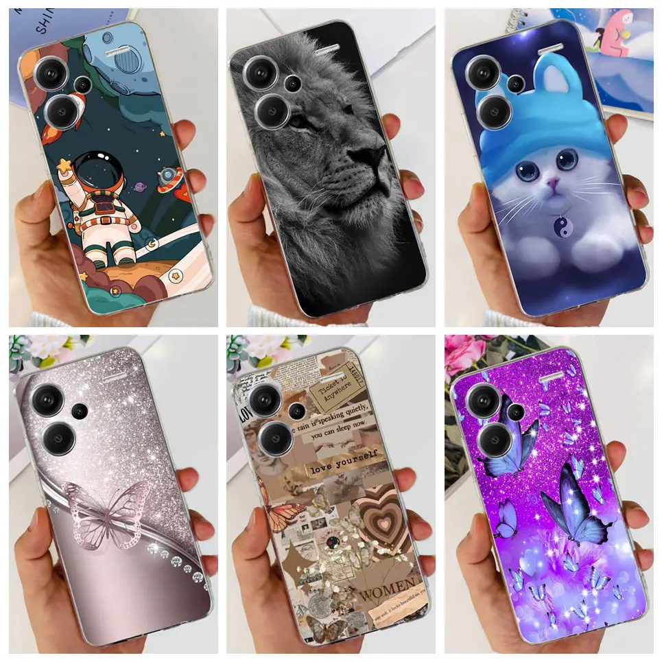 For Xiaomi Redmi Note 13 Pro Plus Pro+ Case Transparent New Fashion Pattern Soft TPU Etui For Xiaomi Redmi Note 13 4G 5G Bumper