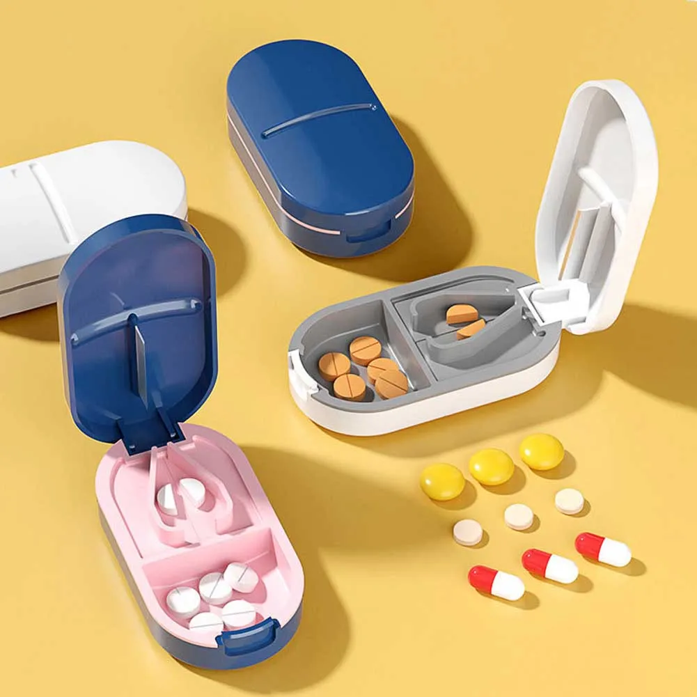 

Medicine Pill Cutter Box Portable Drug Box Useful Grinder Splitter Medicine Pill Holder Tablet Cutter Splitter Divider Pill Case