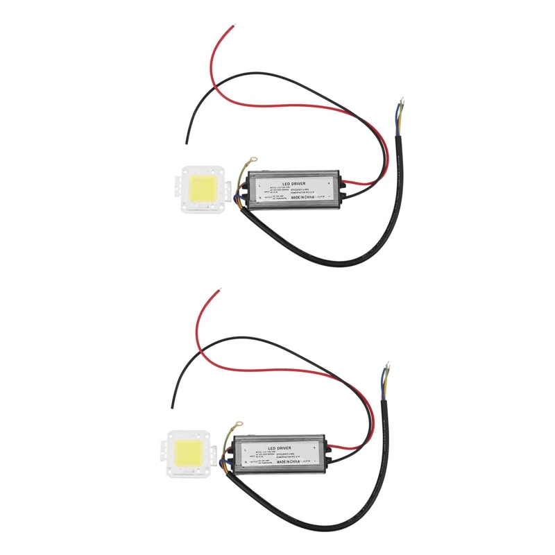 

4X 50W LED Driver Waterproof IP67 Power Supply High Power Adapter + 50W LED Chip Bulb Energy Saving For DIY Daylight