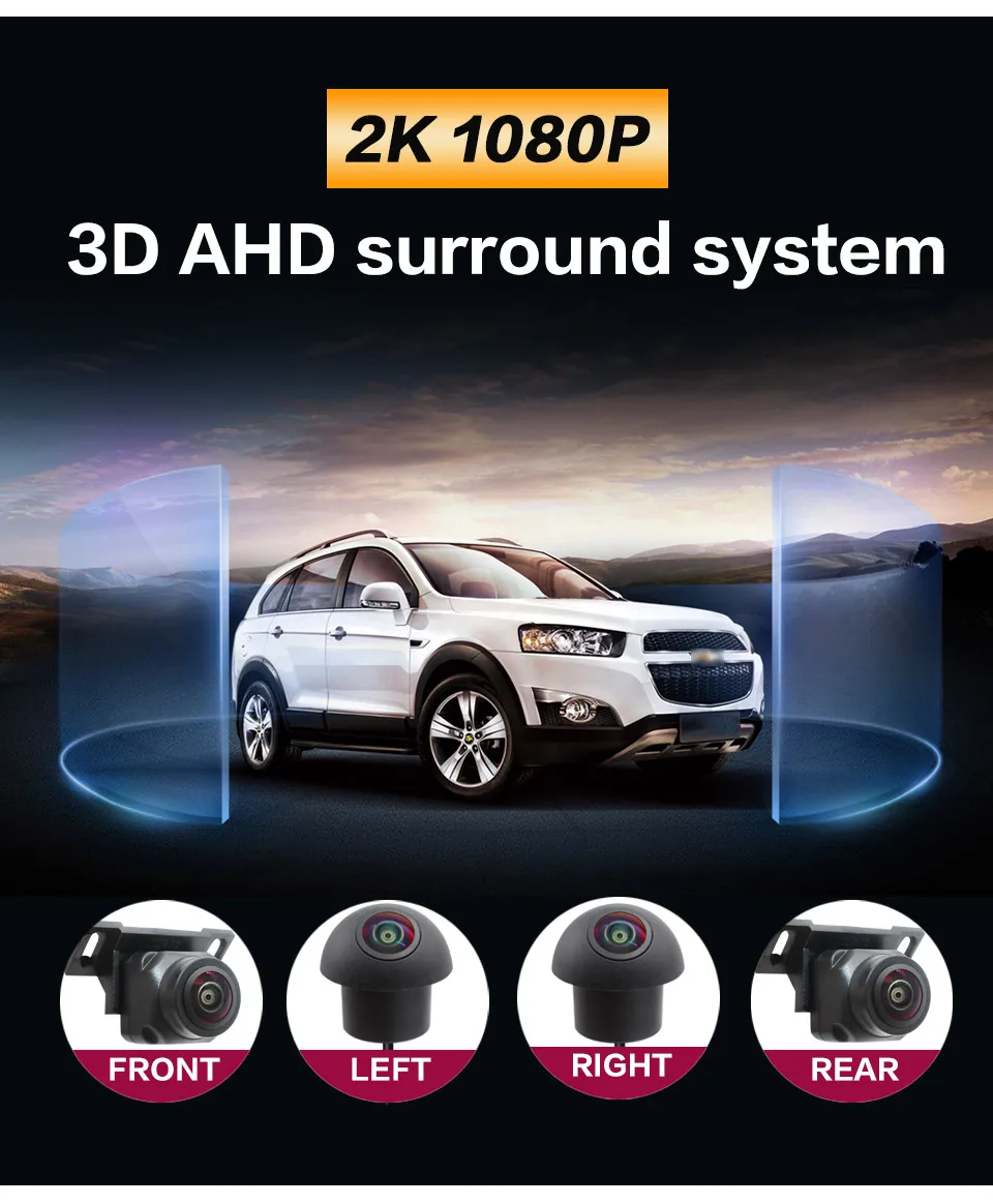 3D AHD 1080P 720P Autokamera 360° Panorama-Rundumansicht Rechts+Links+Vorne+Hinten Kamerasystem für Android Auto Radio – Detail 2