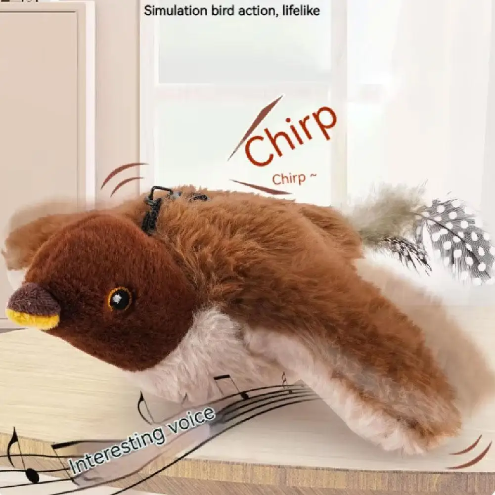 Interactive Cat Toys, Rechargeable Chirping Flapping Bird(no Flying) With Catnip For Indoor Cats, Touch Activated Plush Toys