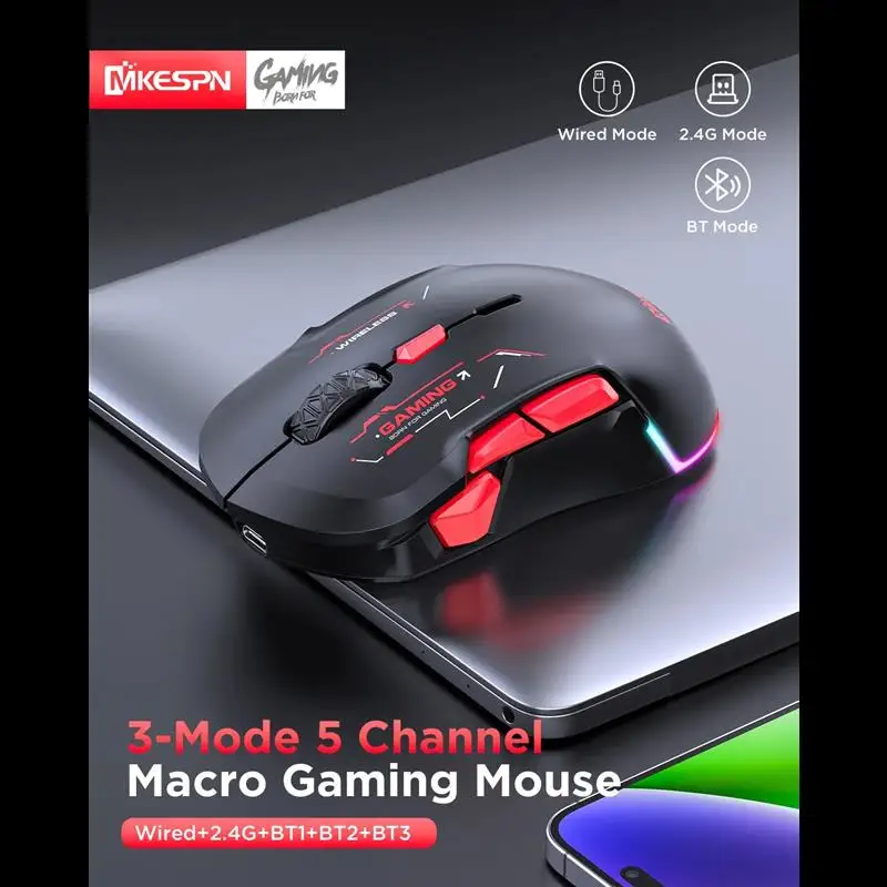 Wireless 10000DPI Macro RGB Gaming Mouse 10 Programmable Keys Rechargeable Game Mouse Charging RGB Light Left handed Left hand