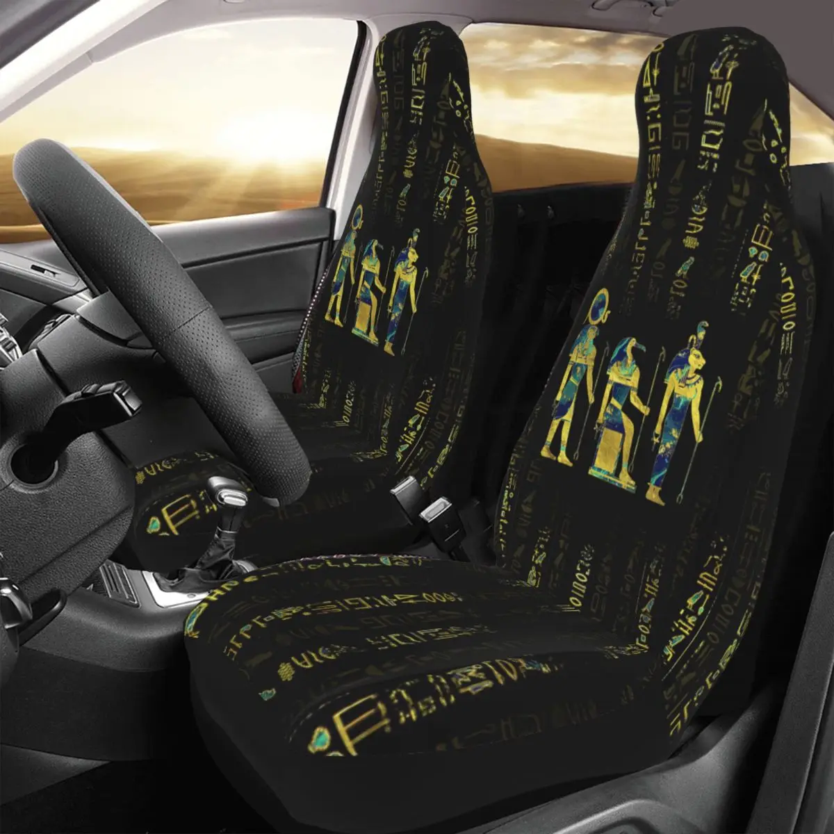 Egyptian Deities On Hieroglyphics Car Seat Cover Custom Printing Universal Front Protector Accessories Cushion Set