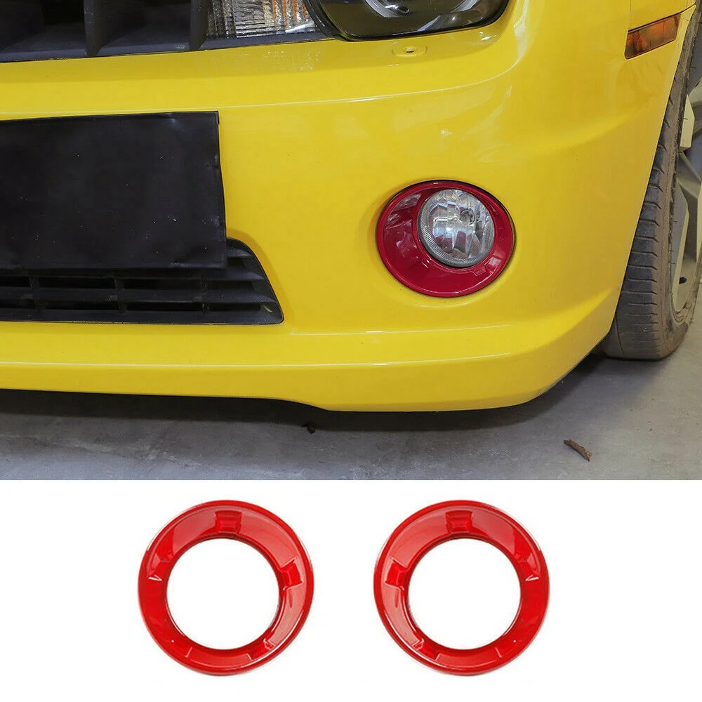 Red ABS Front Fog Light Lamp Cover Decorative Trim for Chevrolet Camaro 2010-2015