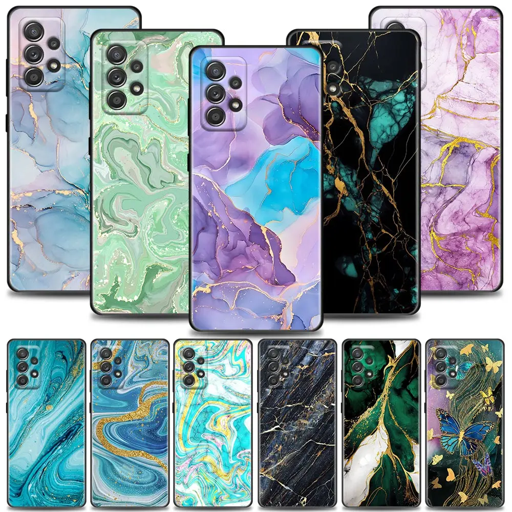 Watercolor Abstract Marble Pattern Case For Samsung Galaxy A13 4G A21S Case A13 A14 A23 A24 A02 A03 A04 A12 A22 Soft Phone Cover