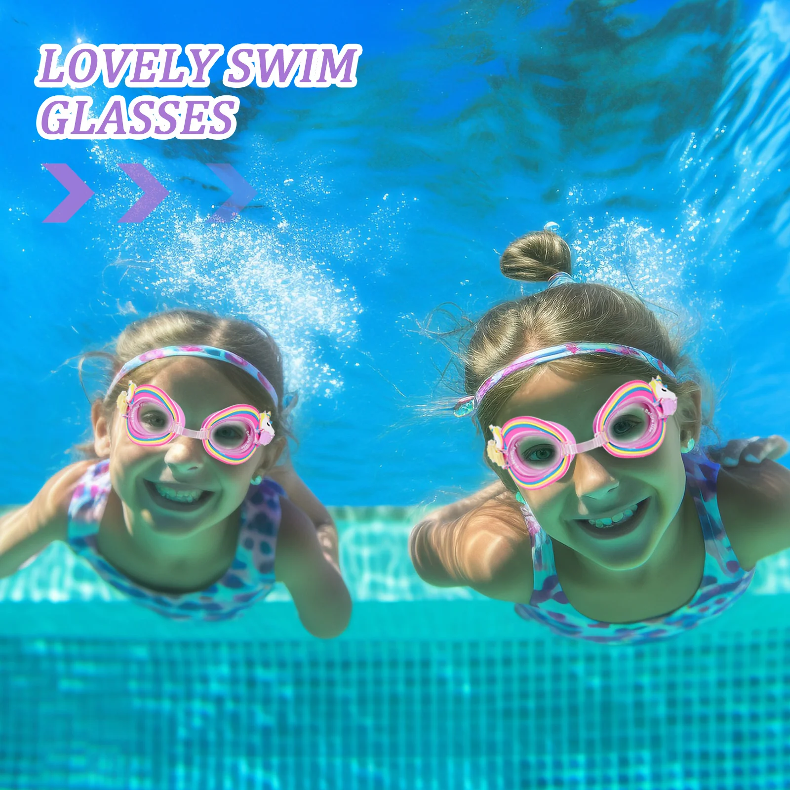 Lunettes de natation en gel de pton pour enfants, lunettes anti-buée pour aquarium, jolies lunettes pour enfants