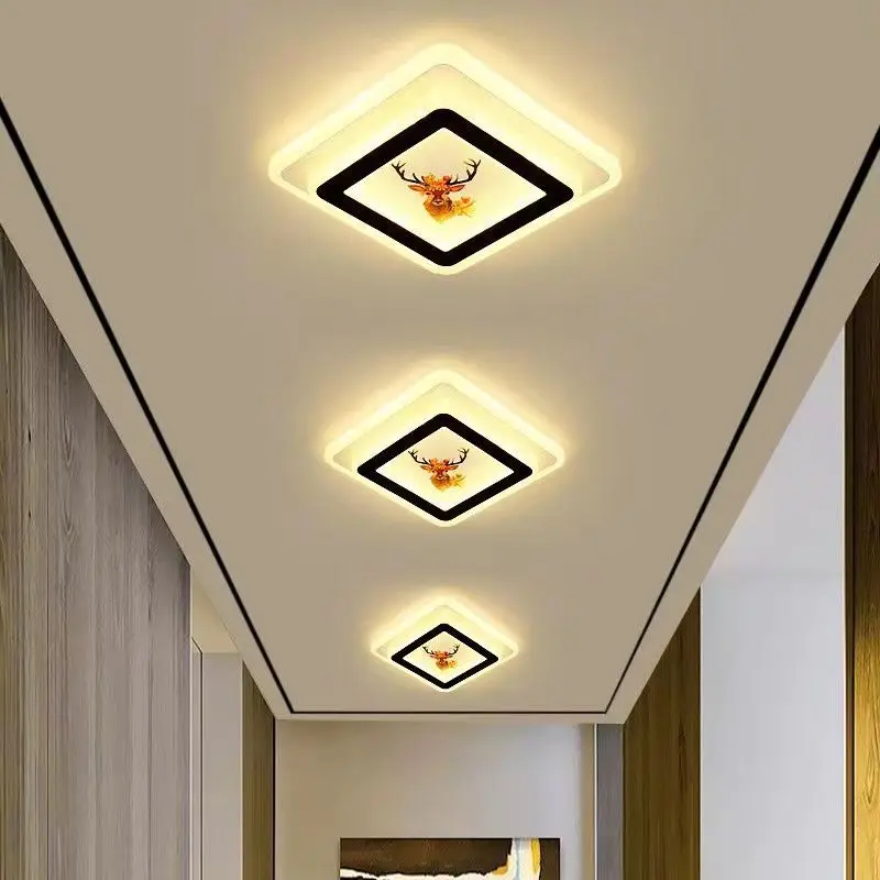 

LED Aisle Corridor Light Nordic Deer Decoration Ceiling Lamps for Stairsway Entrance Hallway Balcony Lamparas Black Golden