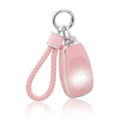for Subaru Key Fob Cover with Keychain, Pink Soft TPU Key Case Fit for Ascent BRZ Crosstrek Forester Impreza Legacy Outback WRX