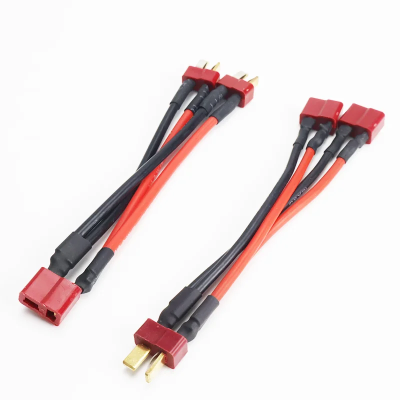 1Pcs T Plug Harness Parallel Battery Connector Cable Dual Extension Y Splitter Silicone Wire for Rc Quadcopte Fixed Wing Model