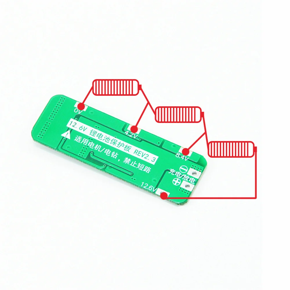 PCB BMS Proteção Board para Drill Motor, 3S 20A Li-ion Battery 18650 Carregador, 12.6V Lipo Cell Module, 64x20x3.4mm