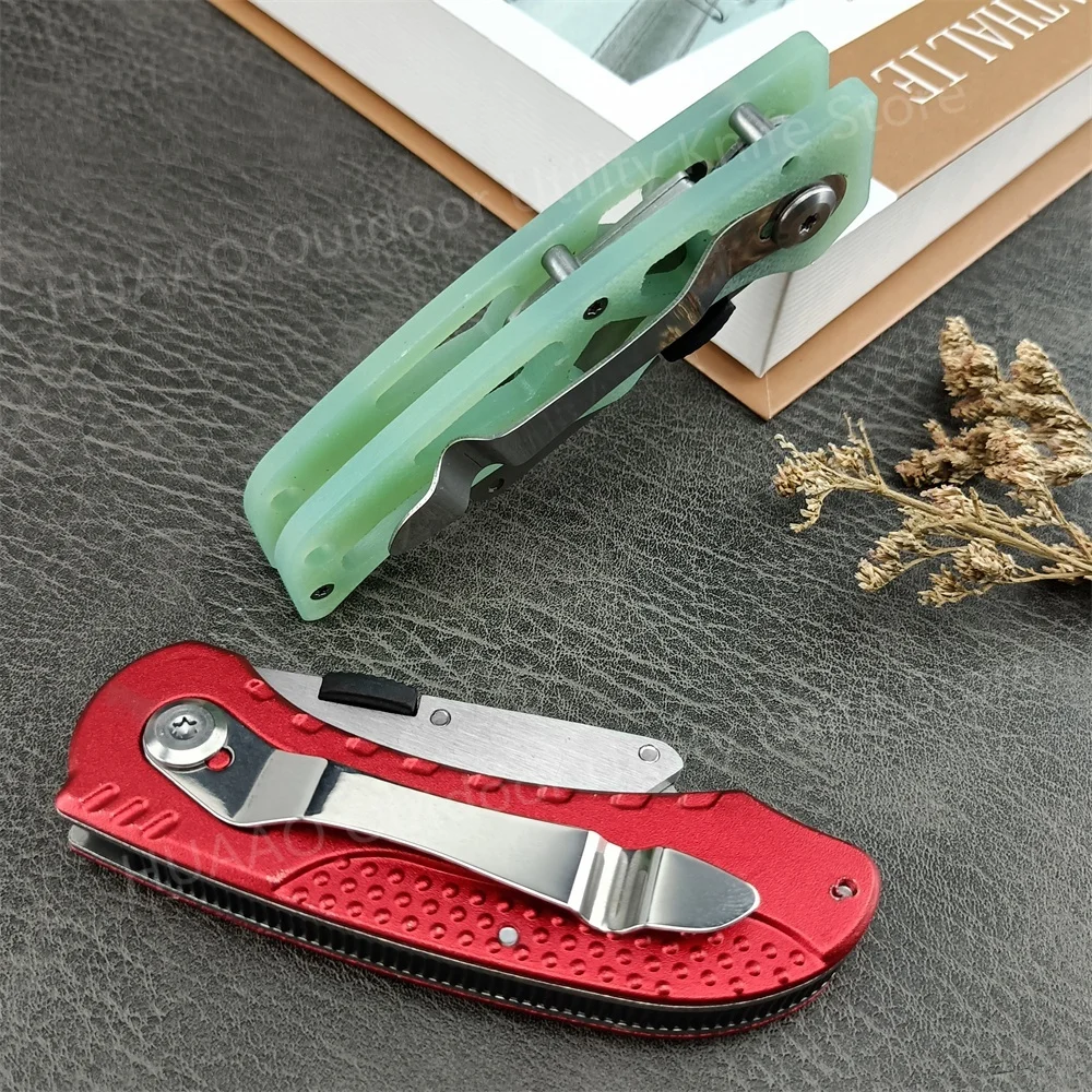 MIni Folding Pocket Art Knife 440C Blade Red Aluminum/Green G10 Handle Art Utility Knife Outdoor Camping Painting Hiking Tool