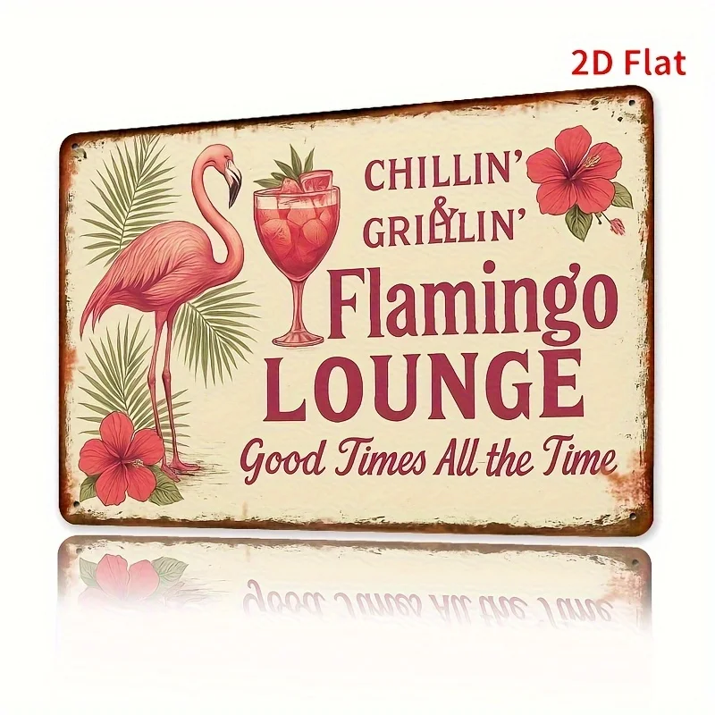 , Flamingo Lounge Iron Sign, Vintage Poster, for Bathroom/Kitchen/Dining Room/Bedroom/Garden/Garage/Hotel/Office/Bar/Living Room