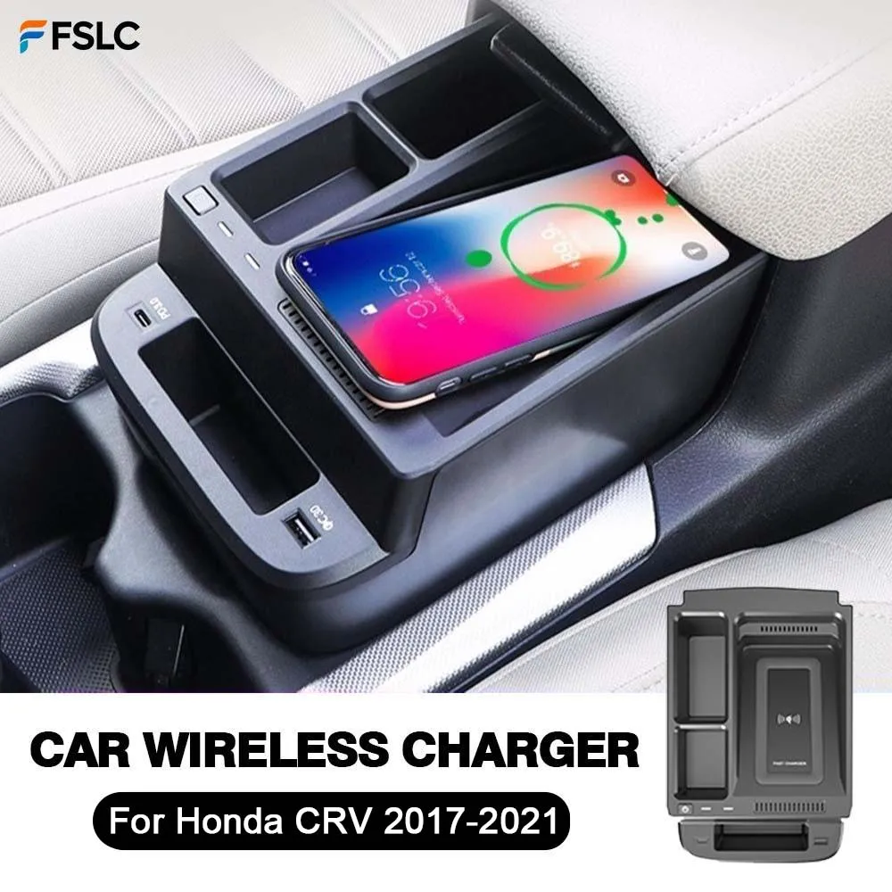 ⭐Genuine⭐ 15W Fast Charge Car Wireless Charger FOR Honda CRV 2017-2021 Accessories Original Car Cigarette Lighter Storage Box