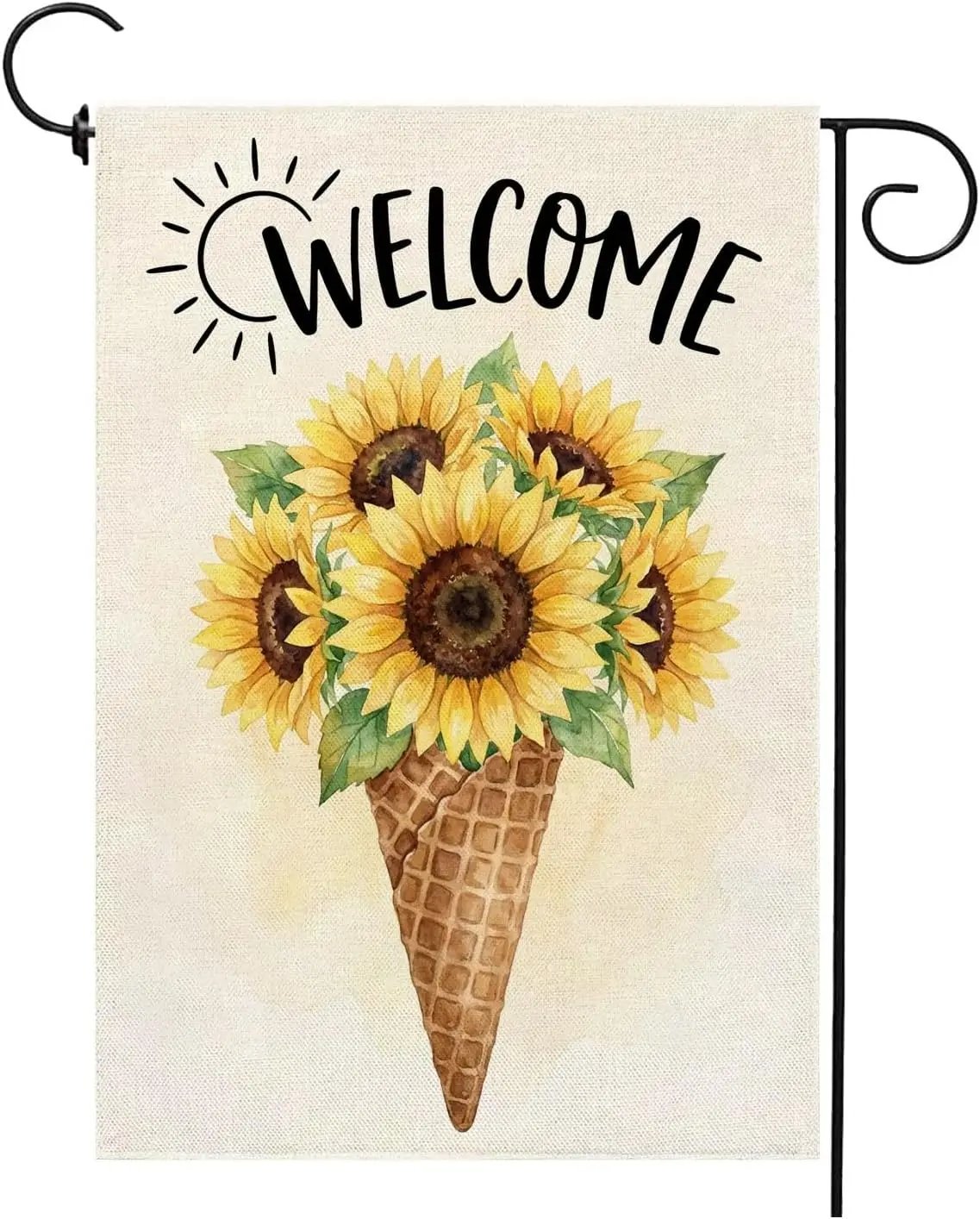 Welcome Summer Garden Flag 12x18 Inch Double Sided Seasonal Sunflowers Ice Cream Holiday Burlap Yard Lawn Outdoor Decoration IIC