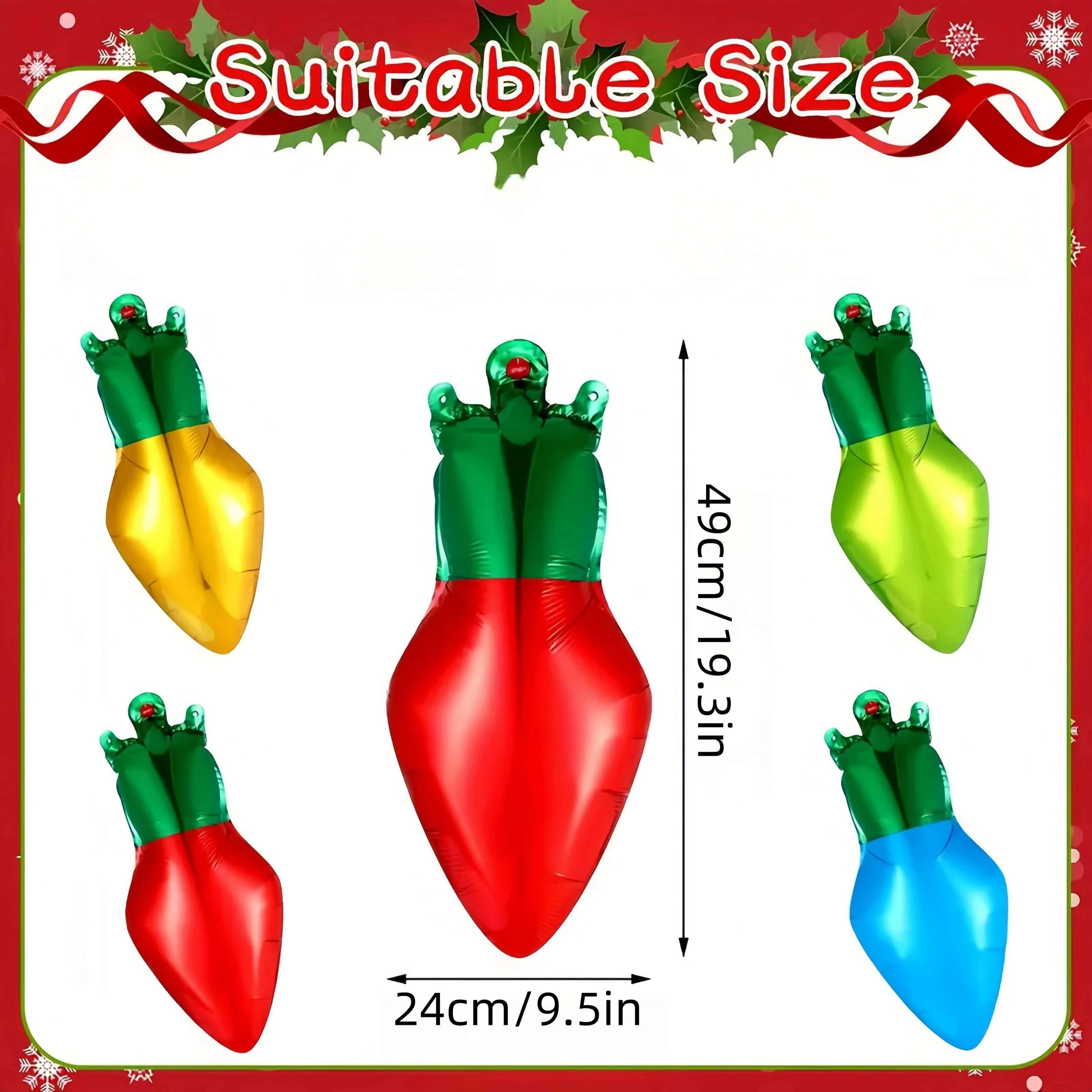 15 stücke Weihnachten Glühbirne Ballon Set Rot Grün Aluminium Folie Ballons Weihnachten Party Dekoration Urlaub Hängende Dekoration – Detail 5