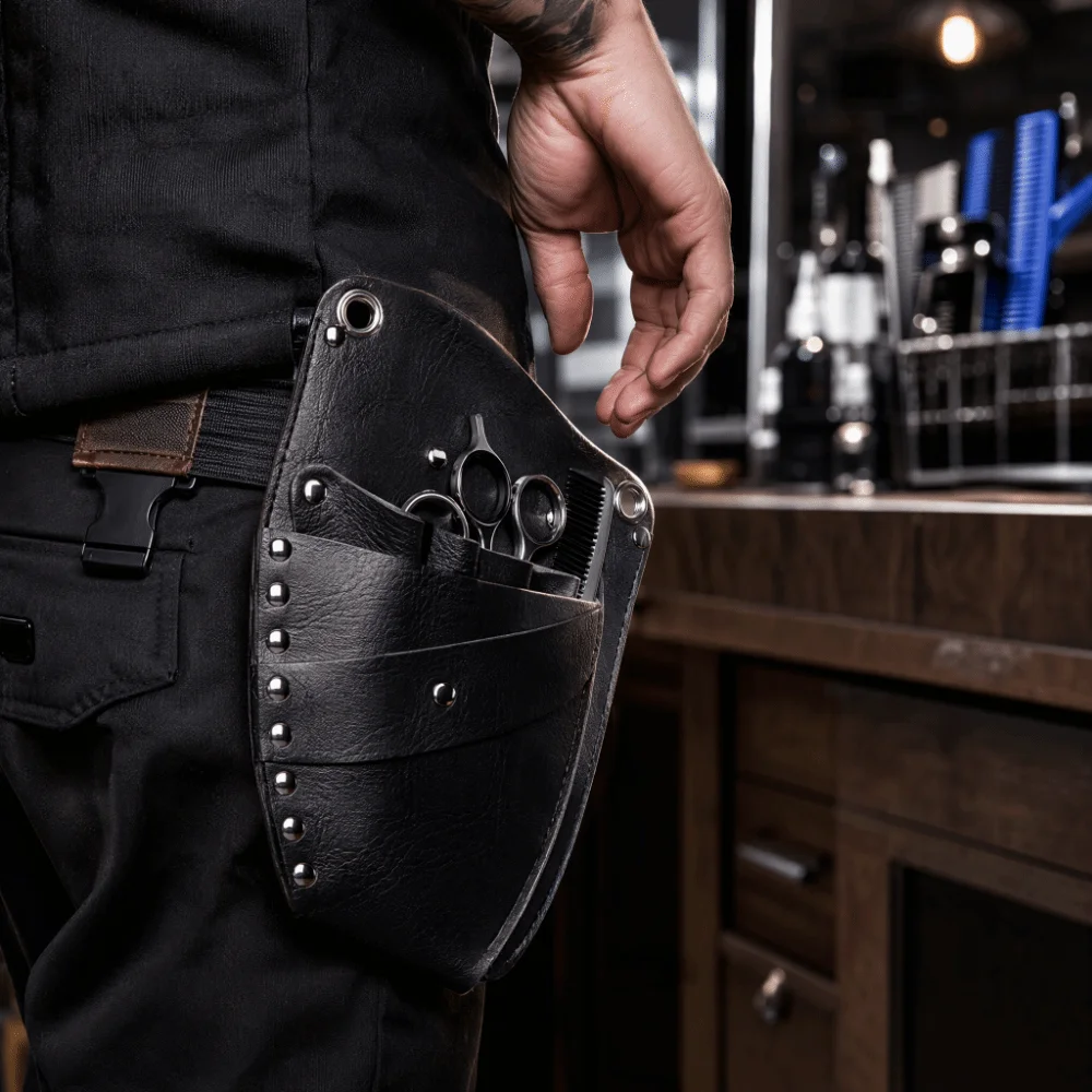 Waist Shoulder Belt Hair Shear Storage Bag Rivet Clips Durable Stitching Scissors Belt Pocket Design Barber Scissor Holder