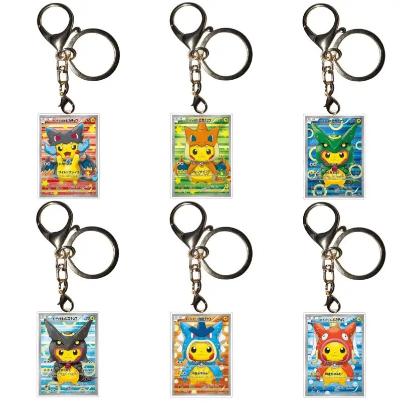 Pokemon Keychains Charizard Gyarados Ptcg Cross Dressing Series Diy Acrylic Action Toy Figures Anime Game Collection Pendant