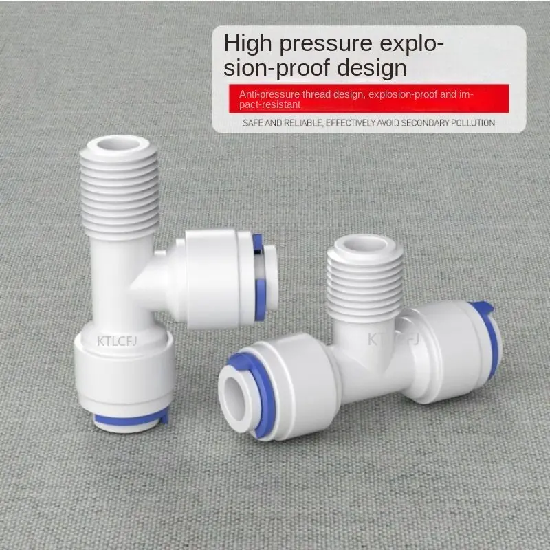 1/4 3/8 Hose Connection Tee Connector 3 Way Reverse Osmosis Quick Coupling Equal Elbow Straight RO Water Plastic Pipe Fitting