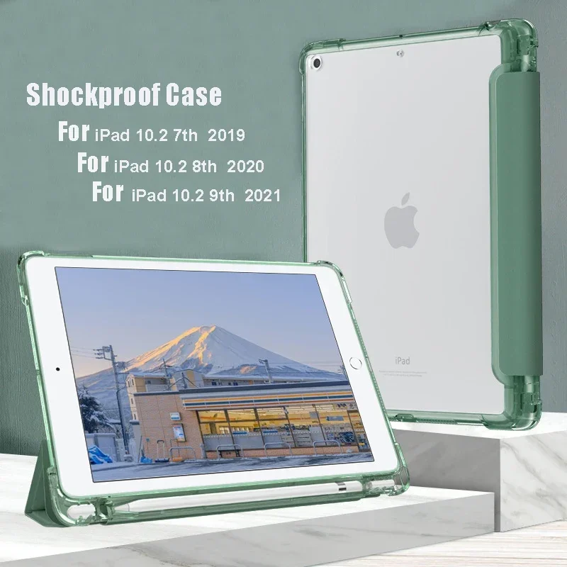 

Для нового iPad 10,9, кожаный тройной чехол для электронной книги, чехол для iPad 10,2, 8, 7, 9, поколения, подставка Funda с держателем для карандашей