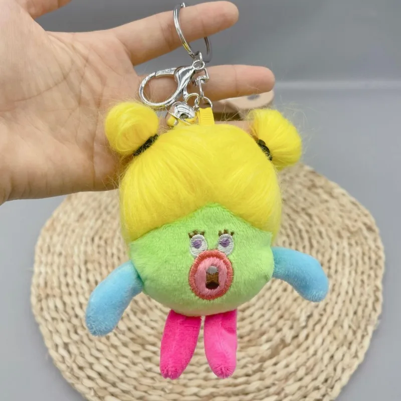 Funny Colorful Fur Doll Keychain Plush Toy Dopamine Doll Rag Doll Cute Super Soft School Bag Backpack Accessory Keychain