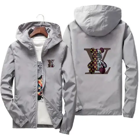 Spring and autumn casual printed zipper hooded jacket, fashionable new windproof and waterproof men's outdoor sportswear
