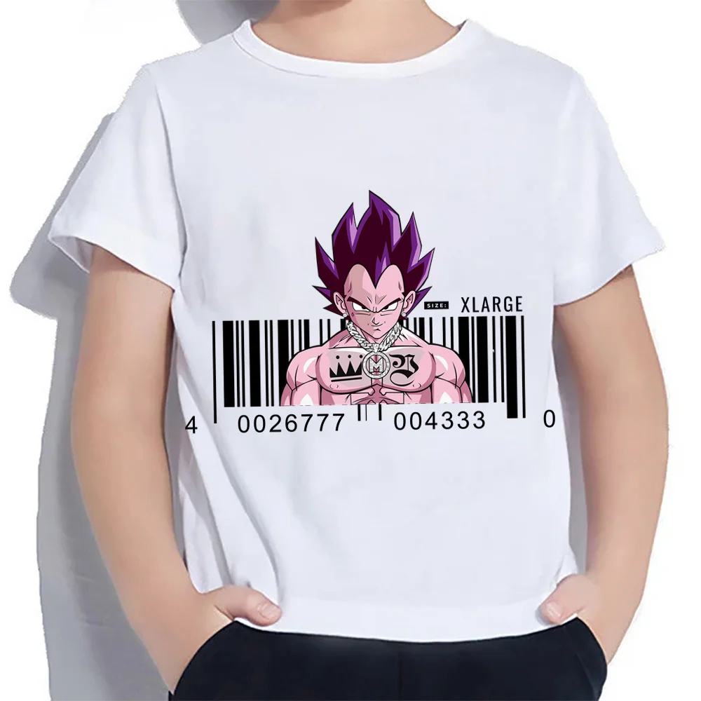 Dragon Ball Goku Vegeta Koszulka dziecięca z krótkim rękawem Urocza koszulka dla chłopca Topy 2024 Odzież dziecięca Moda High Street Boys