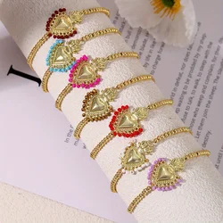 1pc creative copper inlaid rice bead love bracelet Sweet lady jewelry gift suitable for parties, banquets and festivals