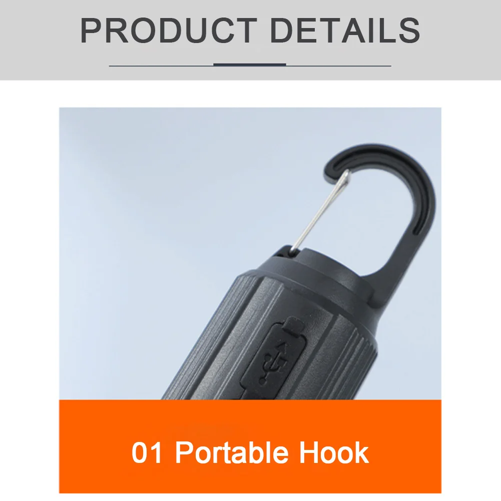 Camping Tent Night Light with Hook 400mAh Hanging Tent Lights Waterproof Type C Charging 3 Modes for Hiking Sports Entertainment