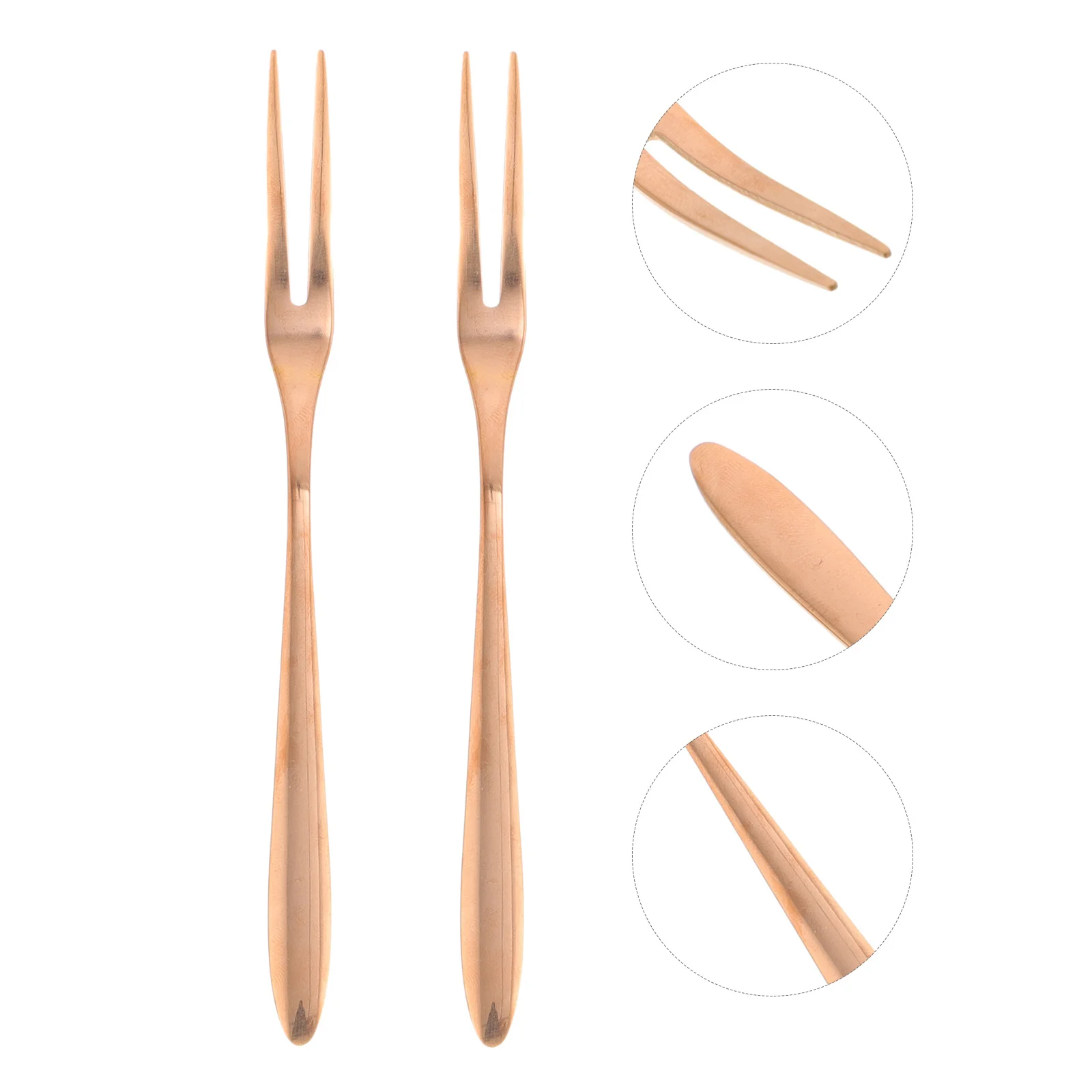 

2Pcs Rose Gold Stainless Steel Fruit Fork Delicate Dessert Fork Restaurant Tableware Food Forks Home Tableware