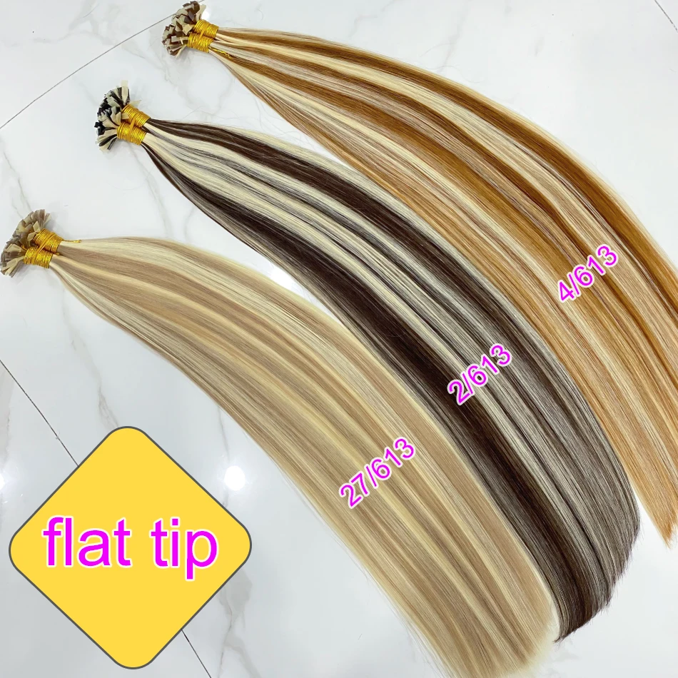 350 Flat Tip Extensions 100%Human Hair Flat Tip Hair Extensions Flat Tip Virgin Real Human Hair Extensions