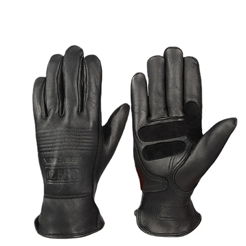 Guantes de Moto de piel de oveja para hombre, guantes deportivos a prueba de viento, antifrío, antisnowboard, esquí, senderismo, caza, novedad