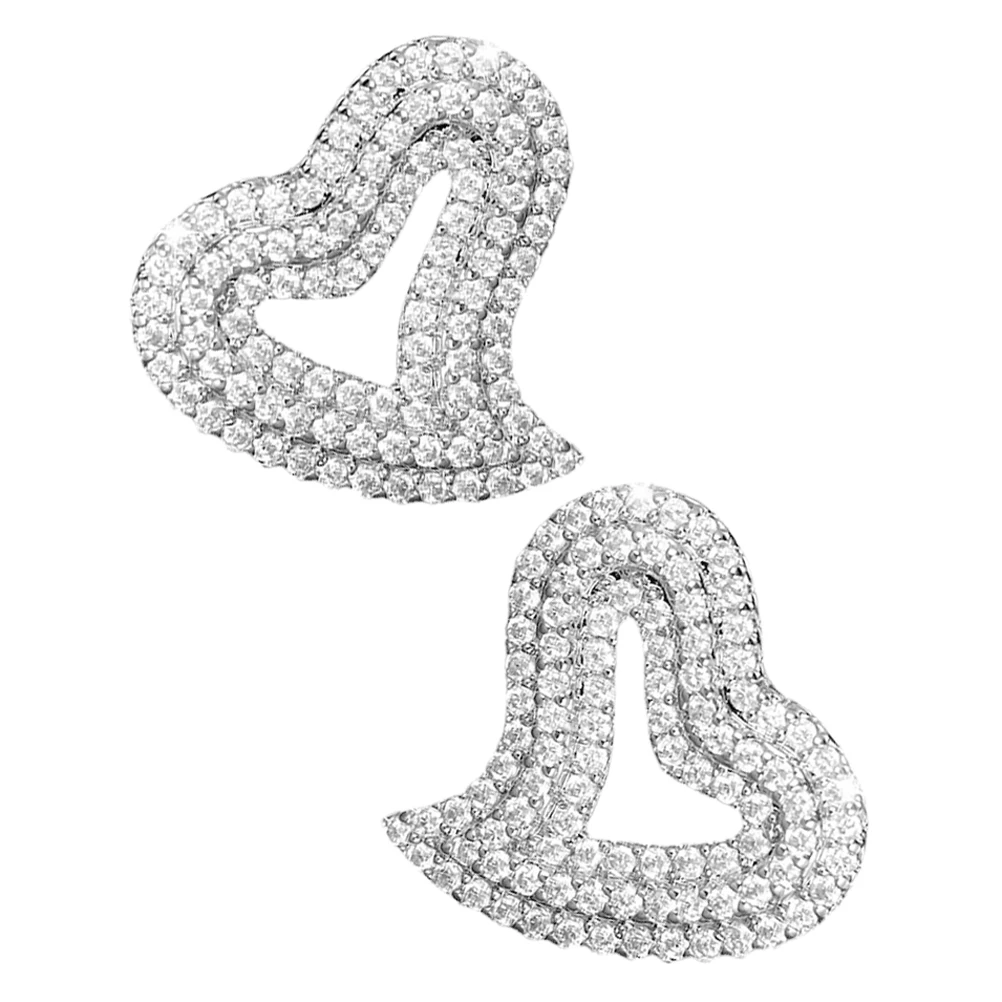 

Irregular Heart Shaped Rhinestone Stud Earrings Women Trendy Sweet Elegant Wedding Bridesmaid Prom Fashion