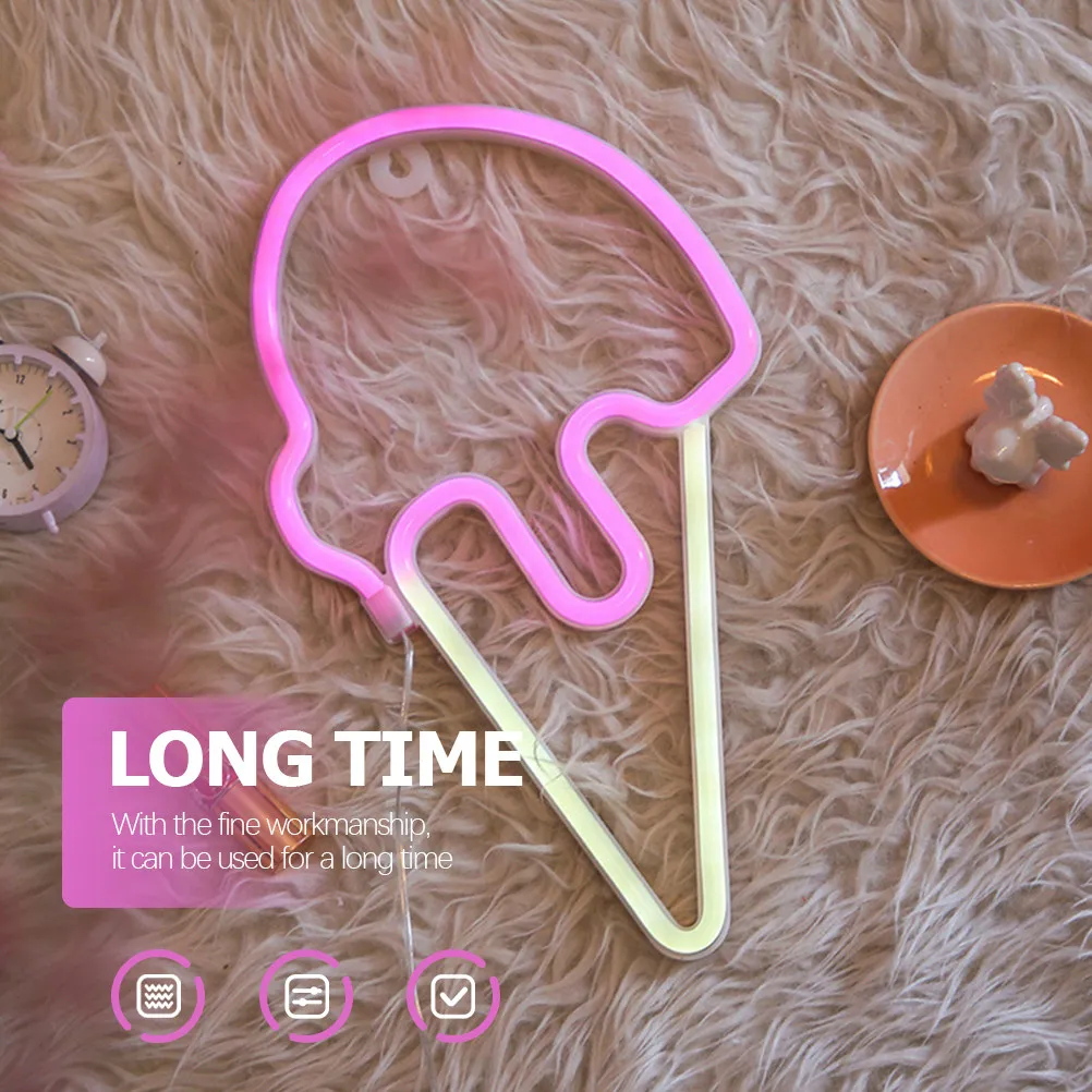 

Неоновая LED-вывеска «Мороженое» с уникальными световыми эффектами и визуальными иллюзиями для декора комнаты, бара, ночника, настольной подсветки, вечеринок