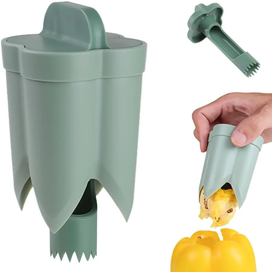 

2024 Новый сердечник для семян перца из нержавеющей стали с красным колокольчиком для овощей и фруктов, кухонный гаджет, эффективный сердечник для фруктов и овощей