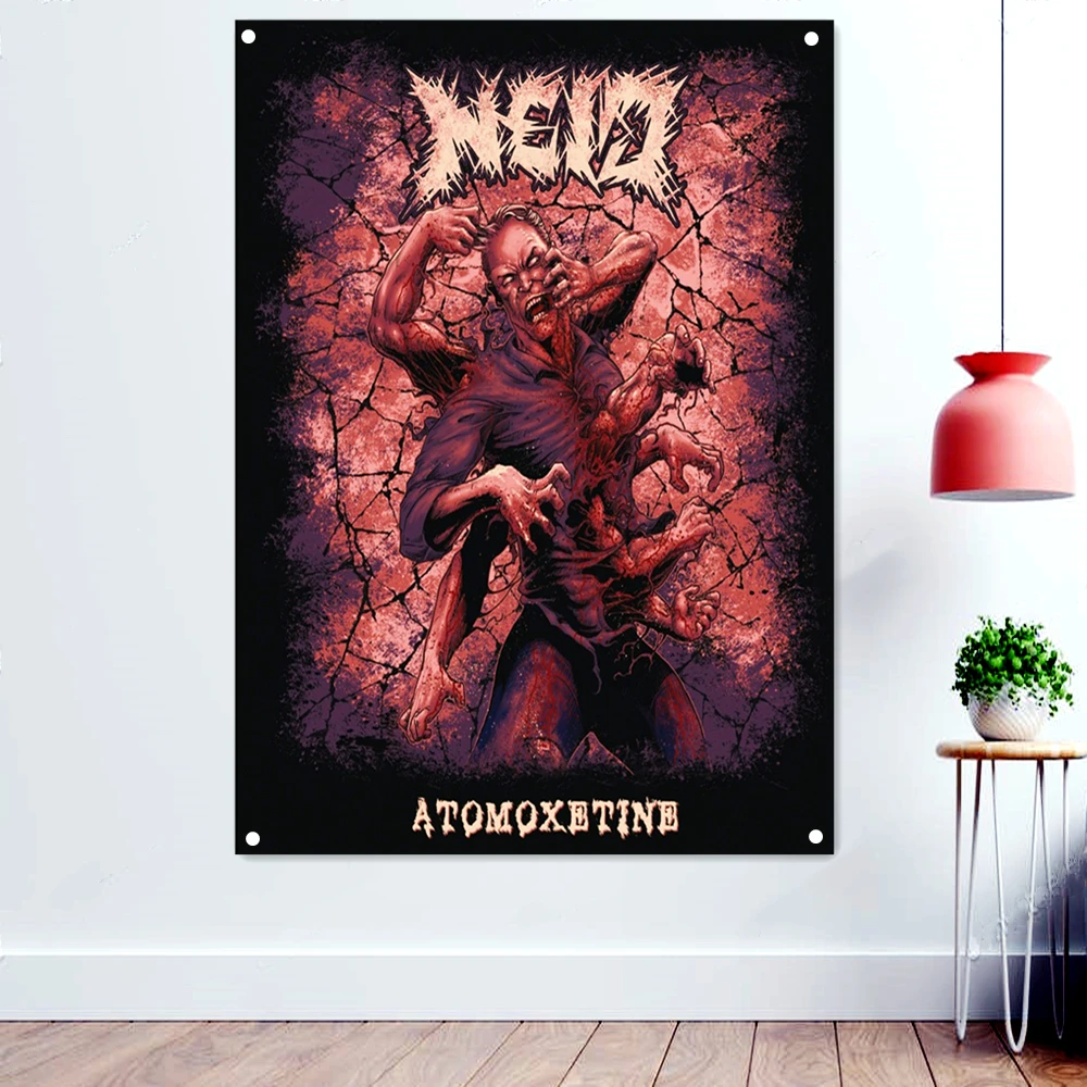 

Cannibals Heavy Metal Art Poster Banners Rock Band Flags Macabre Tattoos Art illustration Wall Hanging Bar Cafe Home Decoration