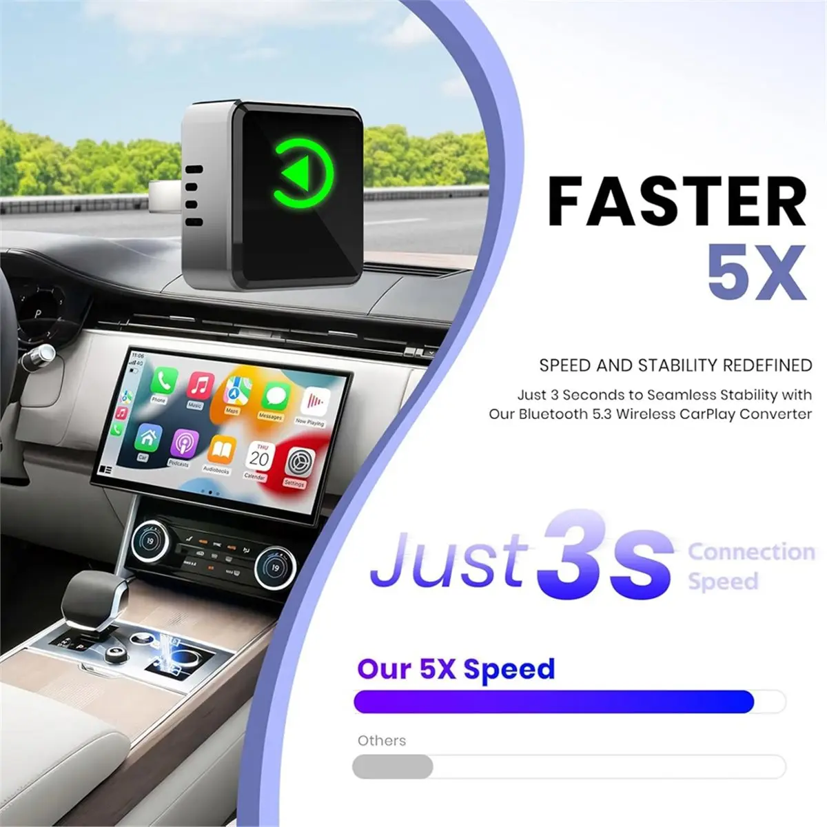 

Беспроводной адаптер CarPlay из цинкового сплава MirrorLink Smart Android Auto Беспроводной Bluetooth-адаптер Plug & Play для автомобиля