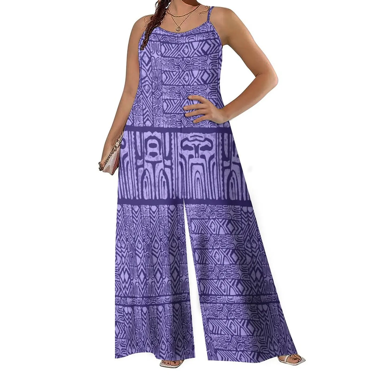 Hot Summer Women'S One-Piece Casual Pants Tribal Ethnic Polynesian Print Chic Custom Design Women'S Loose Mopping Pants