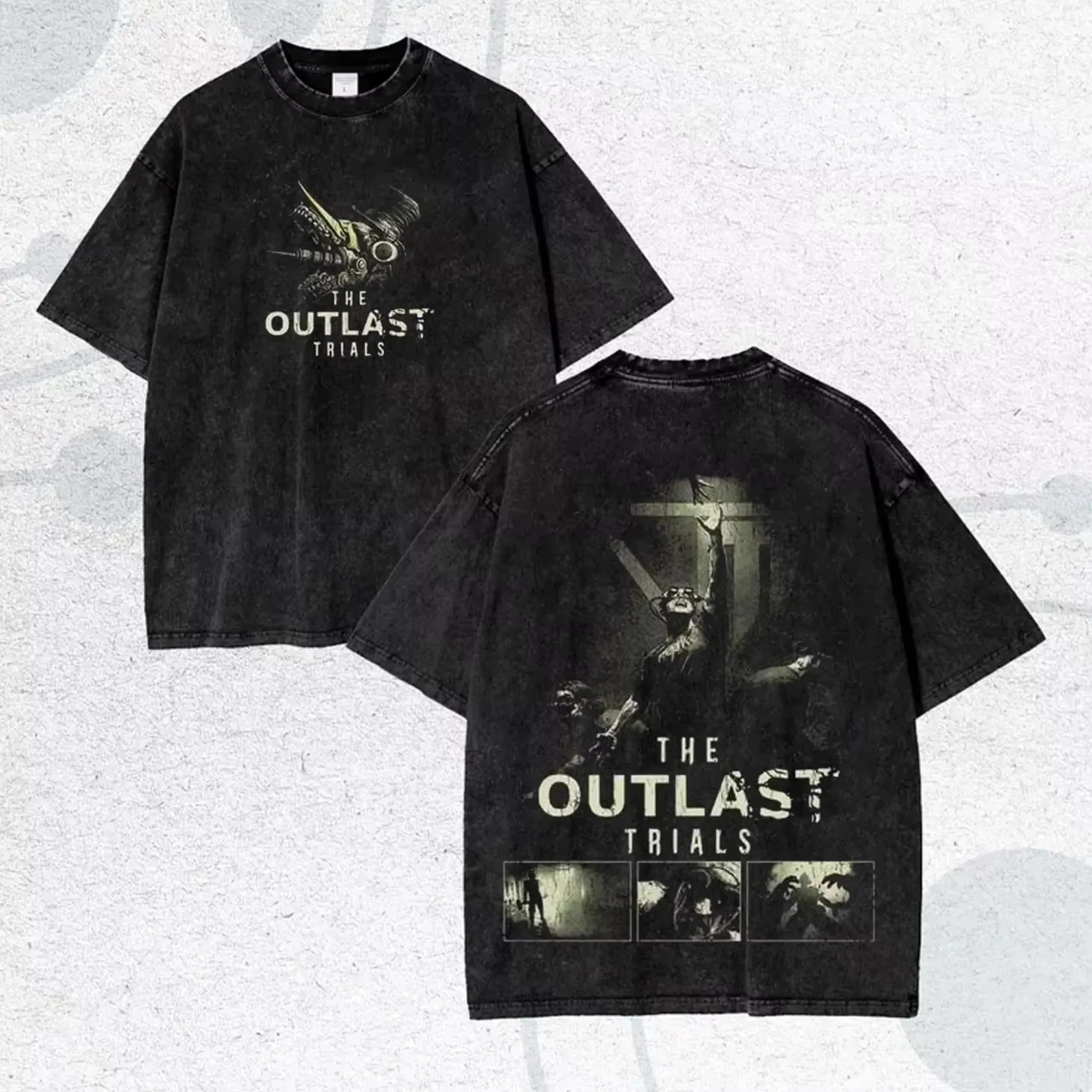The Outlast Trials Game T-Shirt Vintage Washed Y2K Ästhetik Unisex Oversized Kurzarm Sommer Baumwolle Grafik-T-Shirt Top Mode – Detail 5