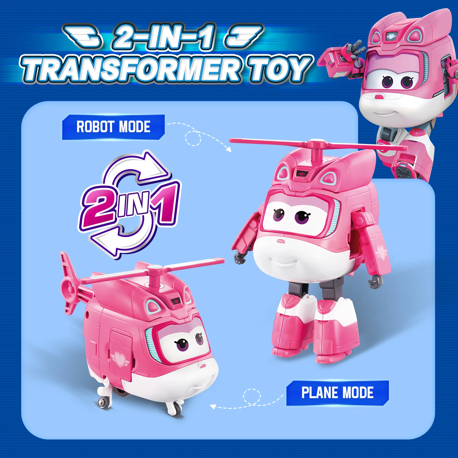 Figuras de acción de Super Wings S8 para niños, juguetes transformables de avión a Robot, deformación en 10 pasos, 5 pulgadas, novedad